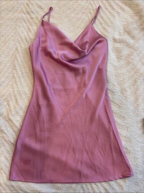 Shinestar Mauve Pink Cowl Neck Mini Slip Dress